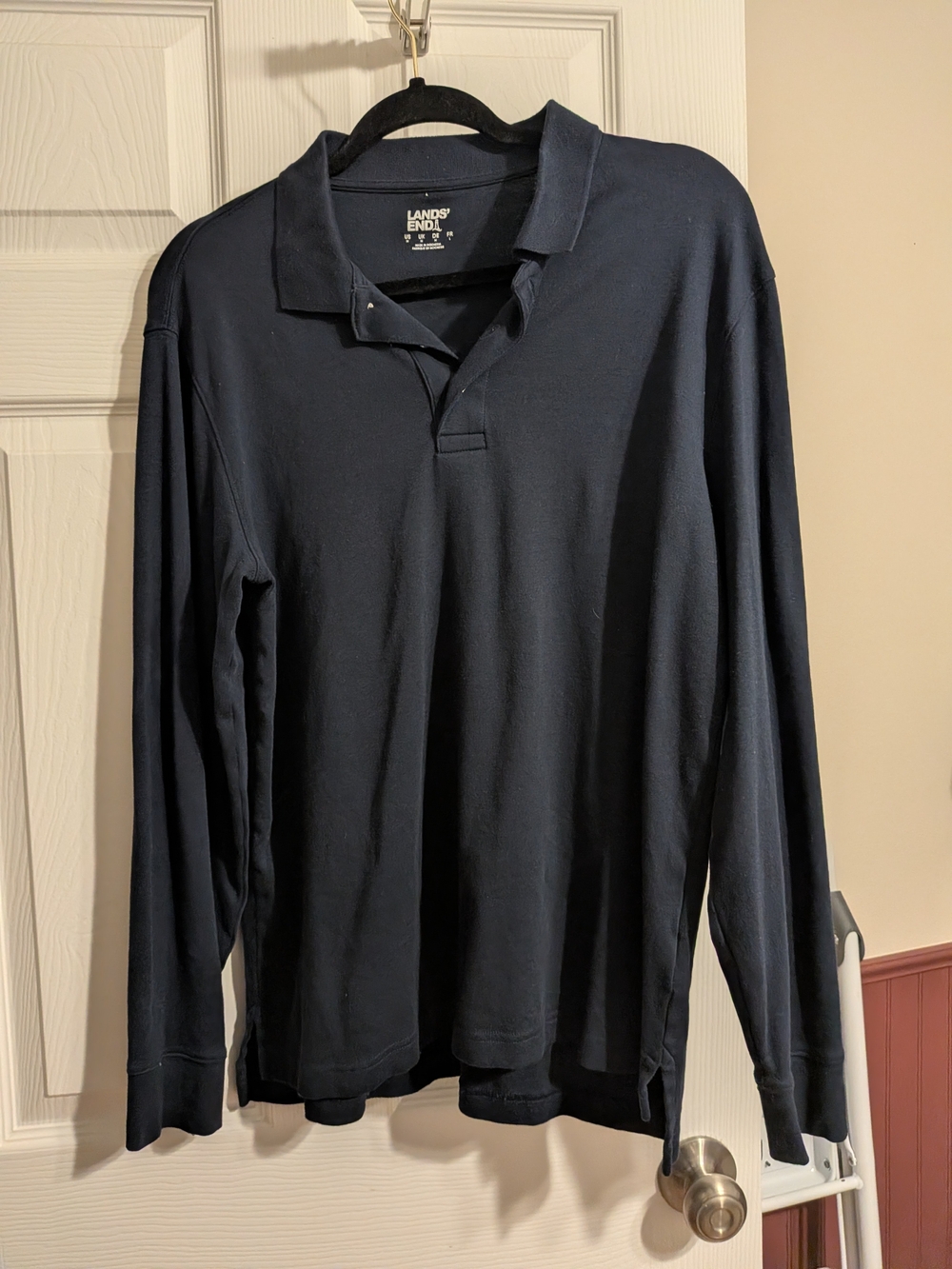 Lands' End Men's Long-Sleeve Polo — Navy Blue